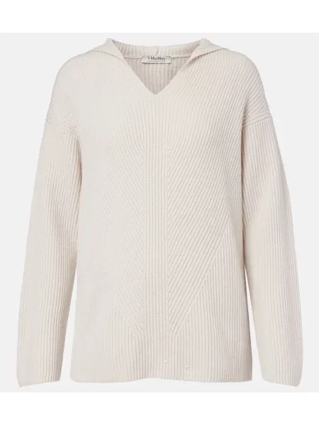 Hanorac cu glugă 's Max Mara de lână alb