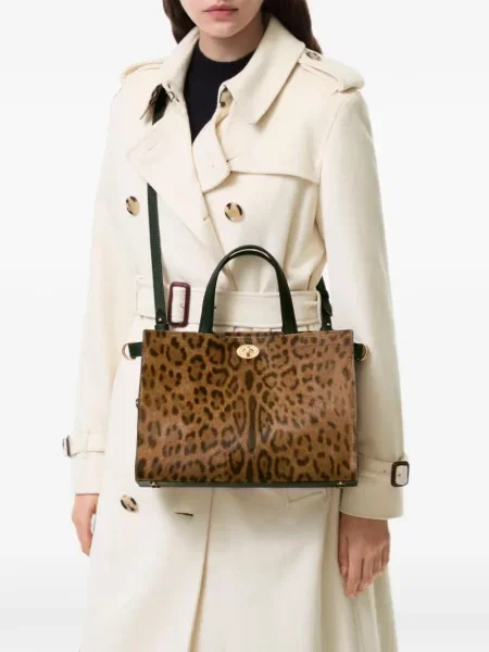 Geantă shopper Burberry cu imagine cu model leopard maro