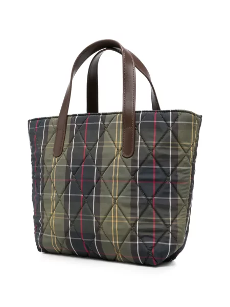 Καρό καπιτονέ τσάντα shopper Barbour πράσινο