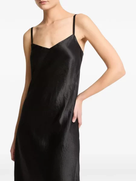 Rochie midi Vince din satin cu decolteu în V negru