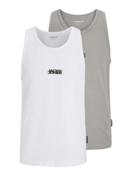 JACK & JONES Tričko JCOSAGO šedý melír bílá