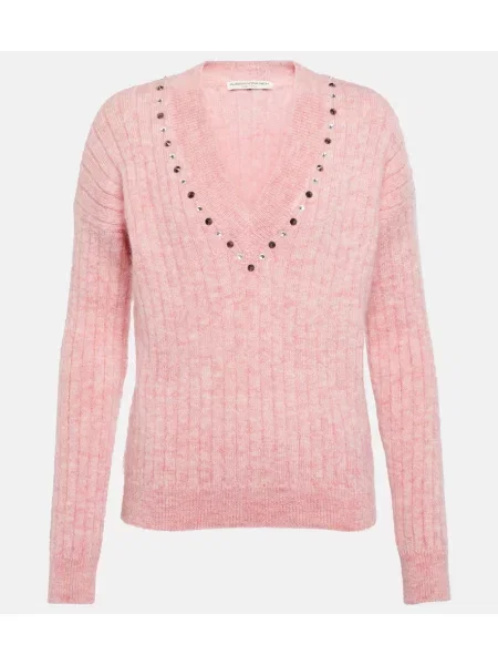 Sweter Alessandra Rich wełniany różowy