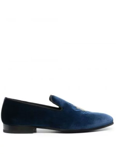 Pantofi loafer Billionaire de catifea albastru