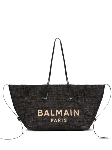 Geantă Balmain cu broderie negru