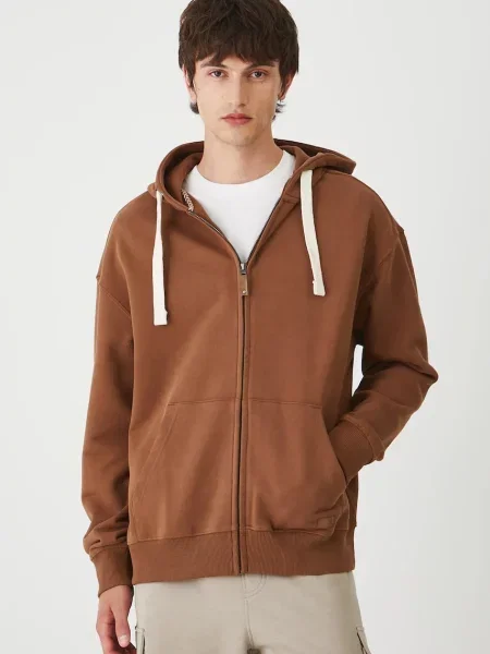 Суичър с качулка Medicine с качулка с принт кафяво