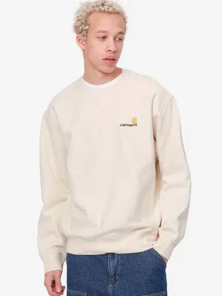Carhartt WIP Mikina American Script / čokoládová / žlutá béžová