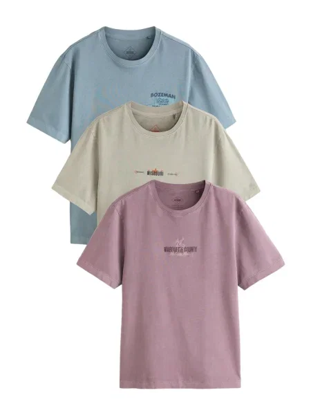 Next Tricou porumbel / verde pastel / roz pal albastru
