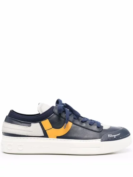 Sneakerși Ferragamo cu șireturi cu imagine din dantelă albastru