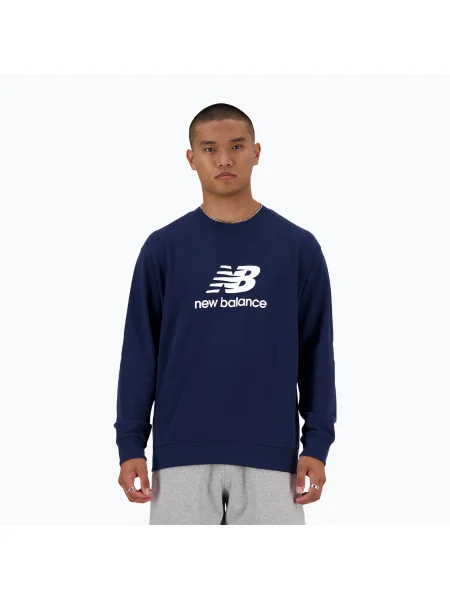 Pulover New Balance din material terry albastru închis