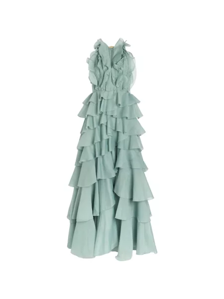 Rochie maxi Aje cu volane verde
