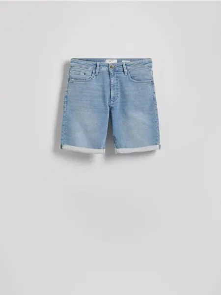 Reserved Pantaloni scurți slim fit cu pliuri albastru