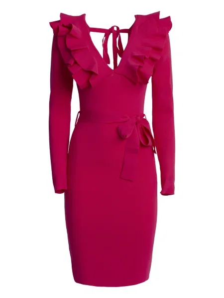 Influencer Úpletové šaty malinová