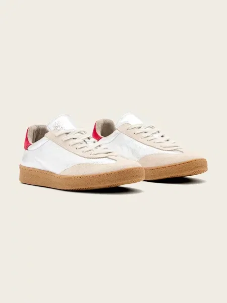 AllSaints sneakersy skórzane Thelma Met Sneaker srebrne