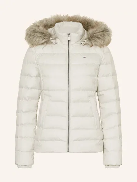Tommy Jeans Péřová Bunda S Odnímatelnou Umělou Kožešinou režná