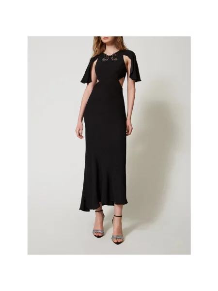 Twinset sukienka maxi prosta czarny