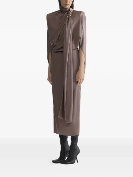 Rochie Mugler drapată de costum maro