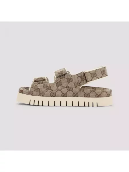 Wielobarwność sandały Gucci skórzane beżowe