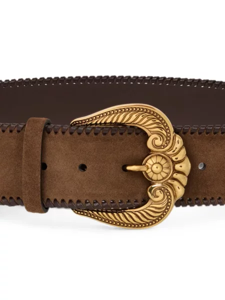 Ζώνη Etro σουέτ paisley με αγκράφα καφέ