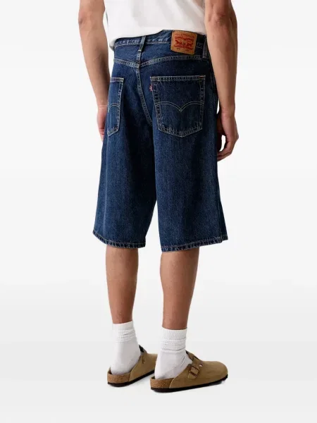 Decupat pantaloni scurți din denim Levi's® zdrențuiți cu talie înaltă albastru