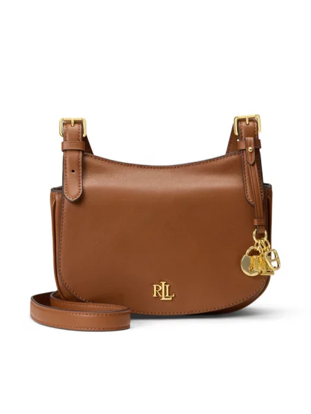 Torebka crossbody Lauren Ralph Lauren skórzana brązowa