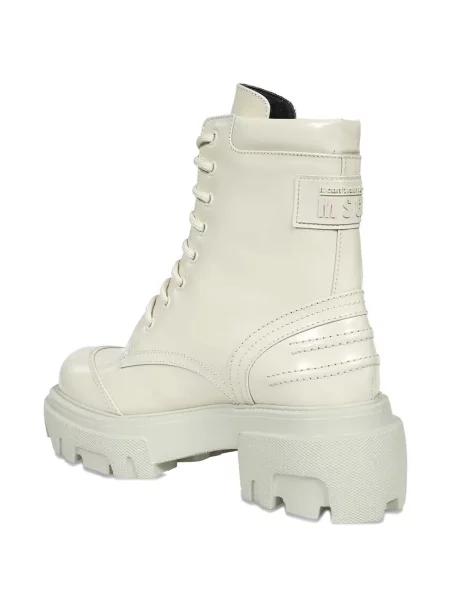 Botine Msgm cu șireturi cu platformă din dantelă alb