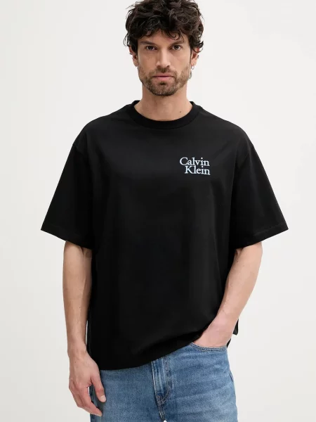 Tričko Calvin Klein Jeans s aplikací černá