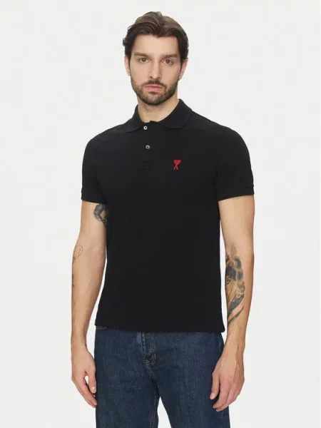 Polo majica Ami Paris črna