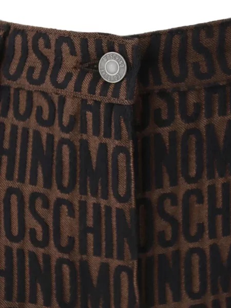 Παντελόνι Moschino ζακάρ σχέδιο με πέντε τσέπες με αυτόγραφο καφέ