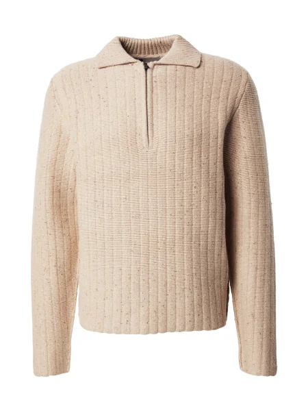 G-Star pulóver férfi gyapjú hozzáadásával Polo collar half zip bézs