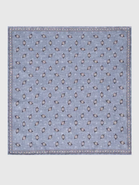 Шелковый двусторонний платок Brunello Cucinelli с принтом синий