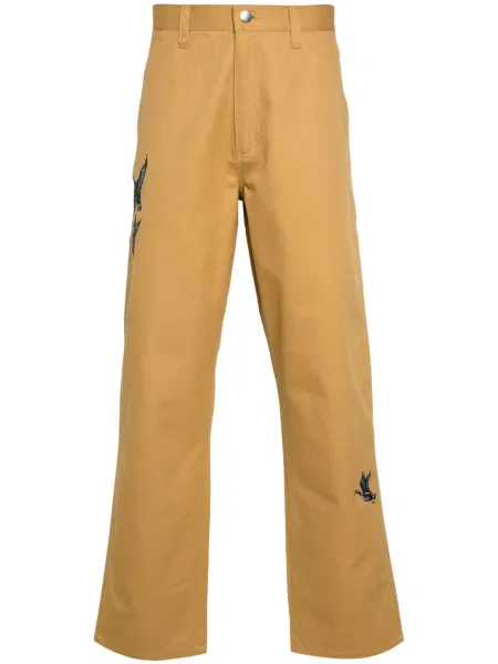 Pantaloni Carhartt Wip cu broderie galben