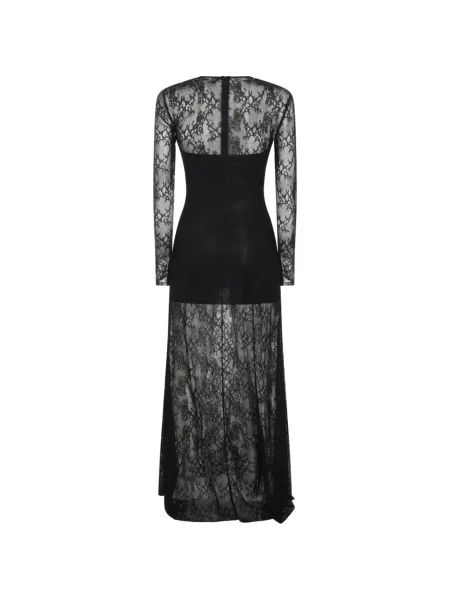Lung rochie Nissa din dantelă negru