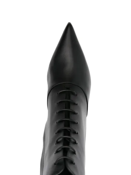 Botine Gianvito Rossi cu șireturi din dantelă negru