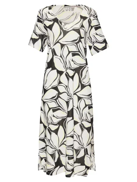 VIVANCE Poletna obleka svetlo rumena / črna bela