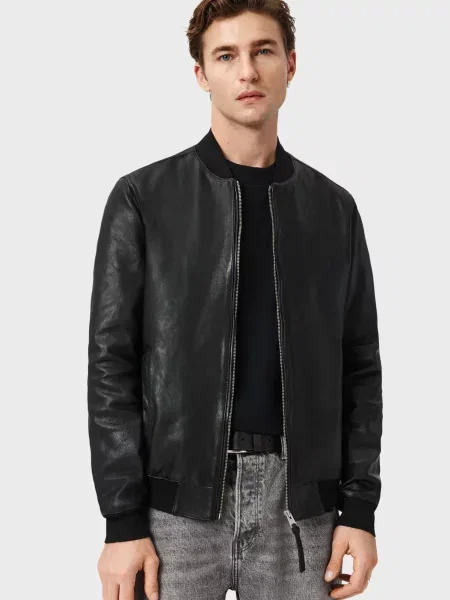 Кожаная куртка Allsaints черная