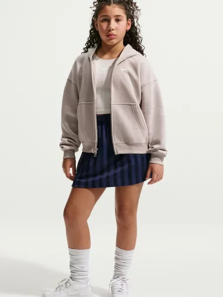 Nike кофта на застібці з капюшоном дитяча з бавовною Sportswear Studio Fleece
