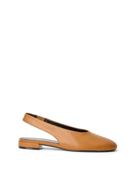 Lniane balerinki Stuart Weitzman z otwartą piętą brązowe