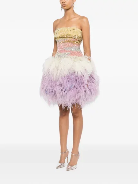Rochie Georges Hobeika cu pene violet