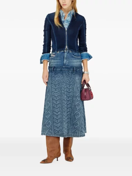 Fustă din denim Diesel tricotate albastru
