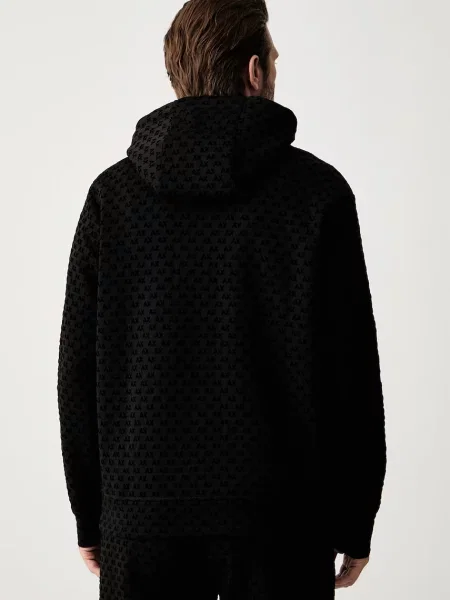 Armani Exchange bluza z kapturem z bawełną niebieska