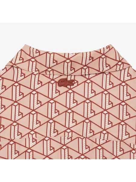 Lacoste Oversizowa Koszula Z Nadrukiem W Postaci Monogramu beżowa