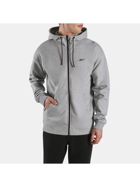 Reebok bluza z kapturem Athlete Double Knit z pełnym zamkiem male Grey Marl Size: szara