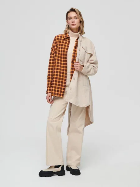 Картата сорочка oversize різнобарвний