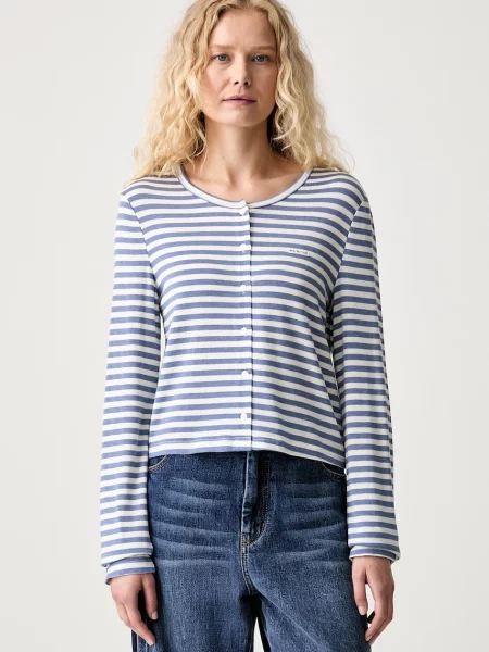 Tricou cu mânecă lungă Munthe de lână albastru