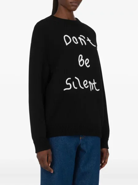 Pulover Moschino cu broderie de lână negru