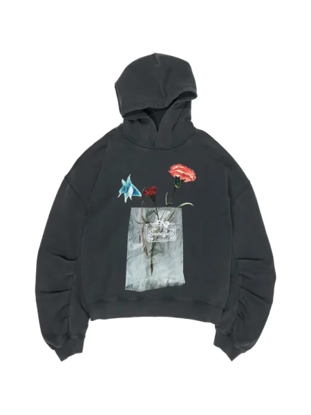 Bluza z kapturem Bimba Y Lola w kwiatki z nadrukiem czarna