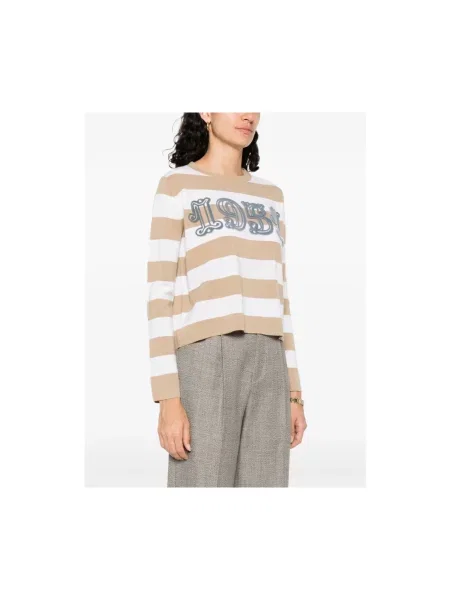 Sweter Max Mara z okrągłym dekoltem beżowy