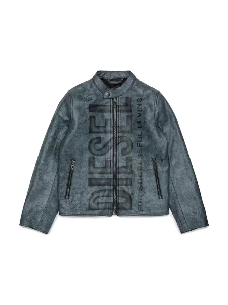 Diesel geacă de piele pentru copii din piele JLEVERT JACKET negru