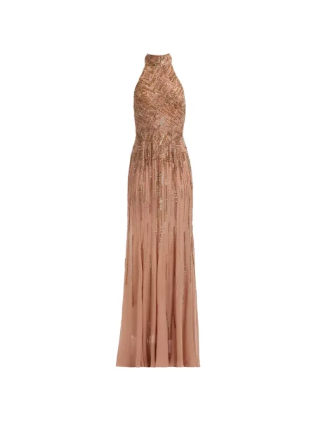 Rochie maxi Elie Saab cu broderie cu gât halter