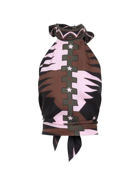 Top Pucci de mătase cu gât halter verde